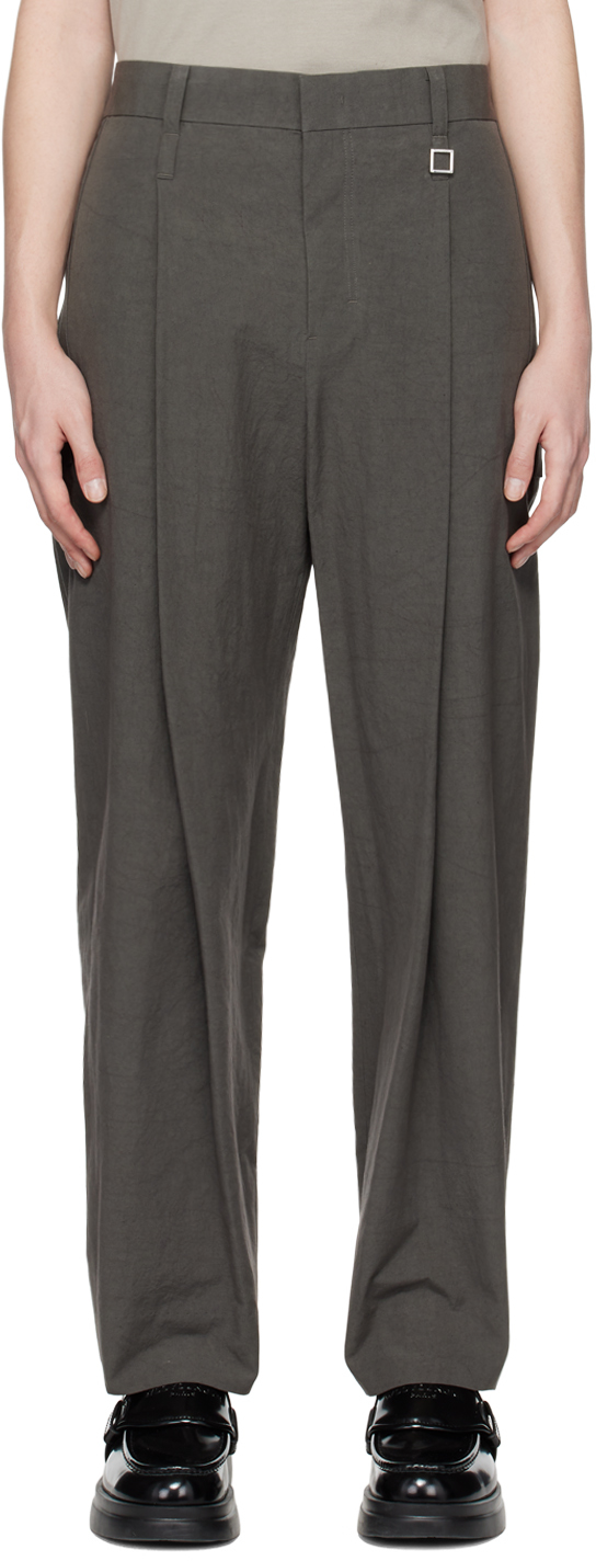 Wooyoungmi: Gray Pleated Trousers | SSENSE