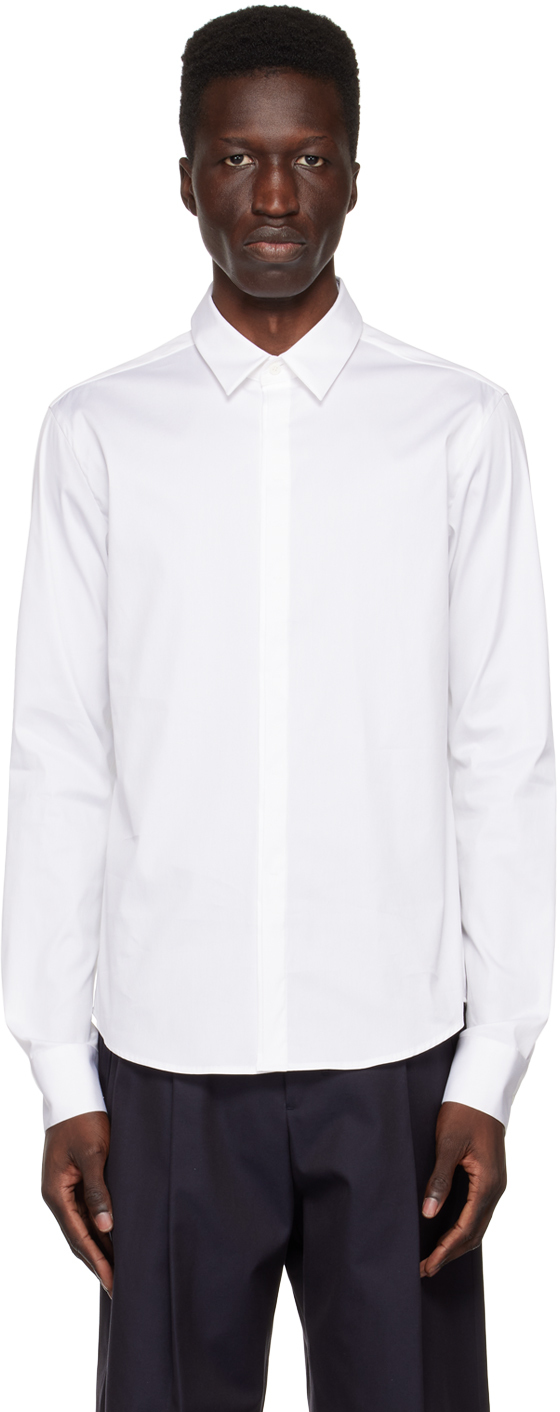 White Spread Collar Shirt by WOOYOUNGMI on Sale