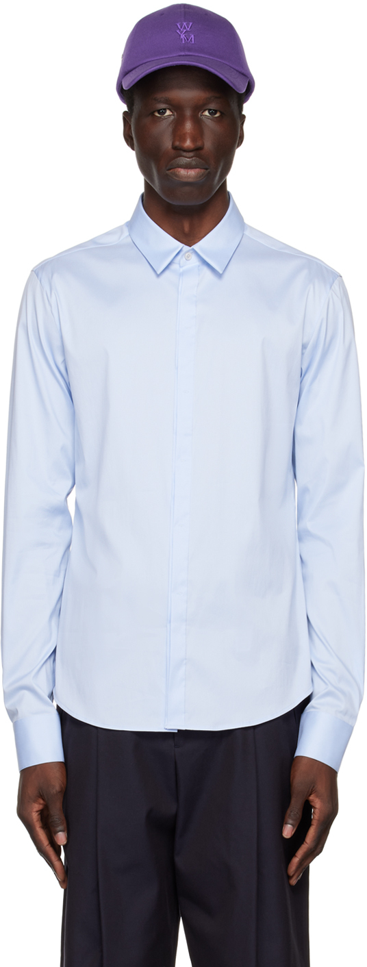 Wooyoungmi Blue Spread Collar Shirt In Blue 802l