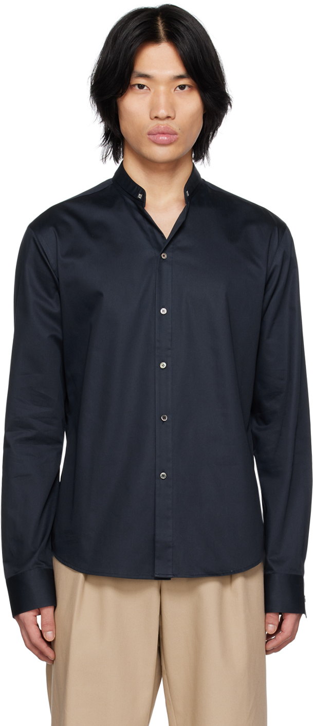 Wooyoungmi Navy Button Up Shirt In Navy 809n
