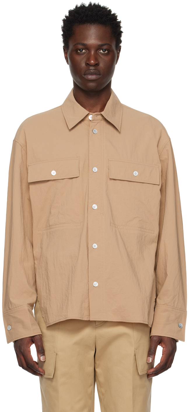 Wooyoungmi Flap Chest Pocket Side Slit Button Up Shirt In Neutral