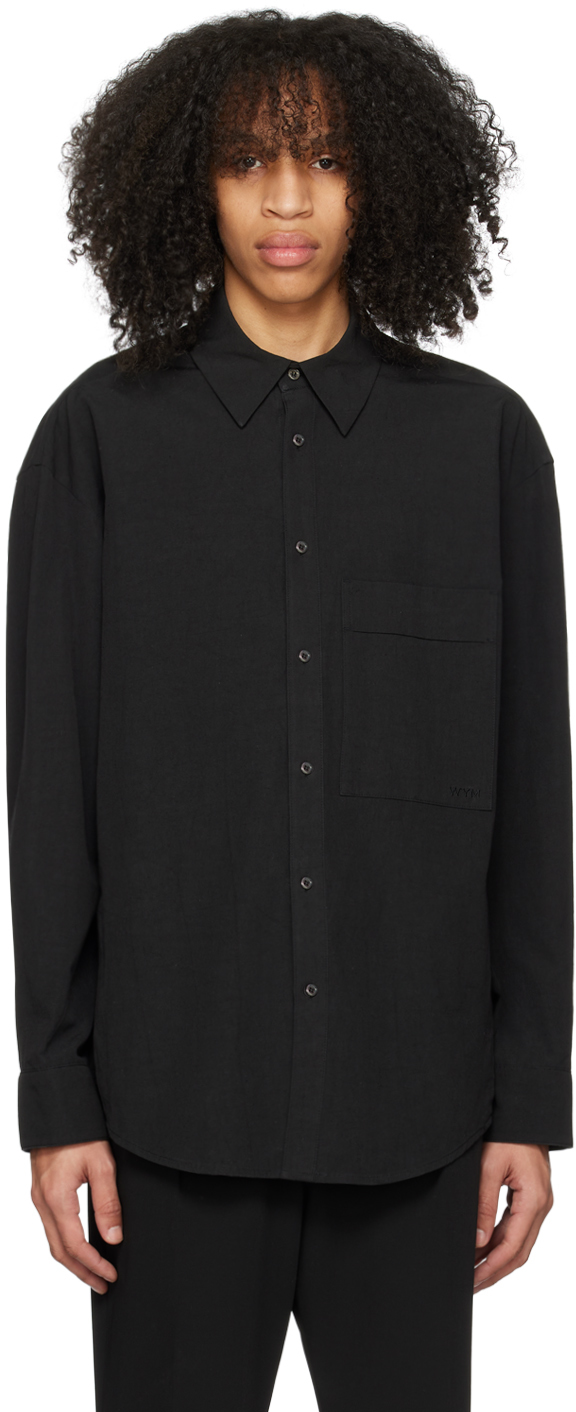 Black Button-Down Shirt by WOOYOUNGMI on Sale