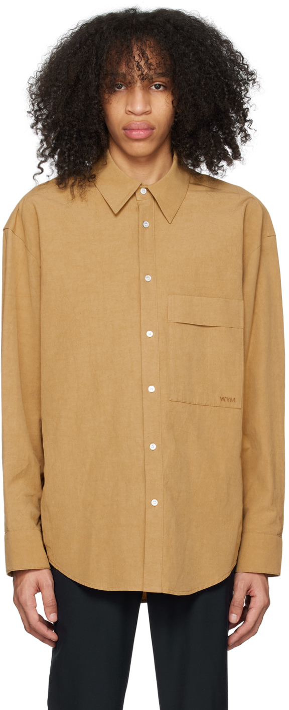 Brown Button-Down Shirt by WOOYOUNGMI on Sale