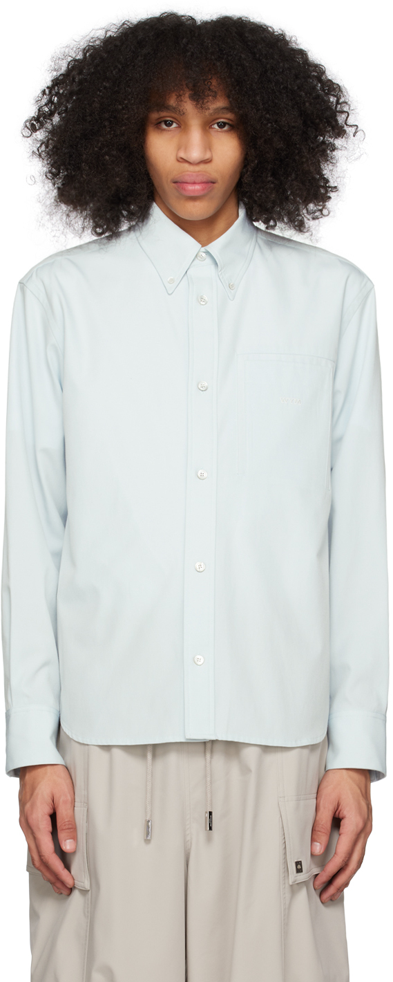 Blue Embroidered Shirt by WOOYOUNGMI on Sale