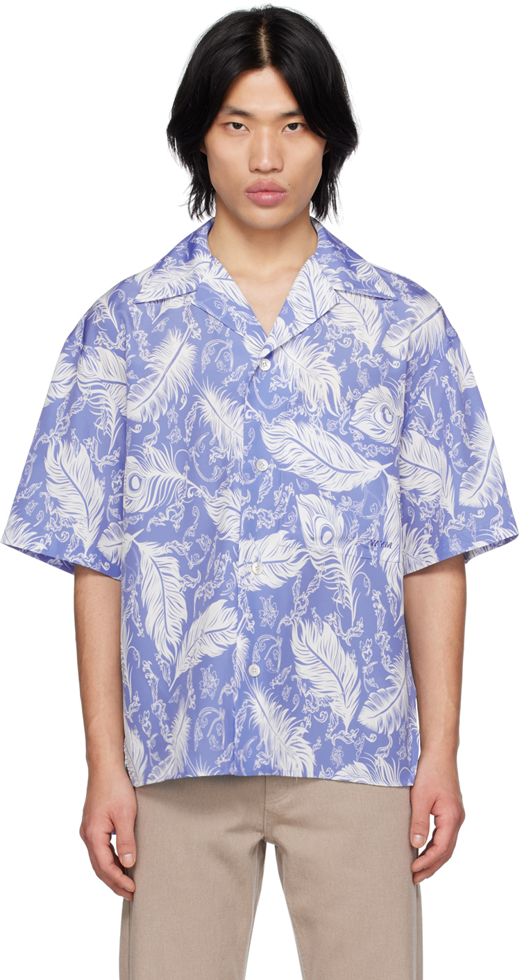 Blue Printed Shirt by WOOYOUNGMI on Sale