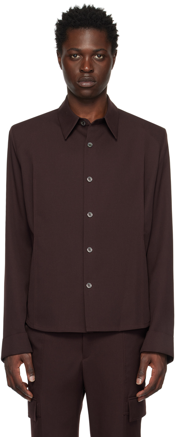 Brown Pleated Shirt