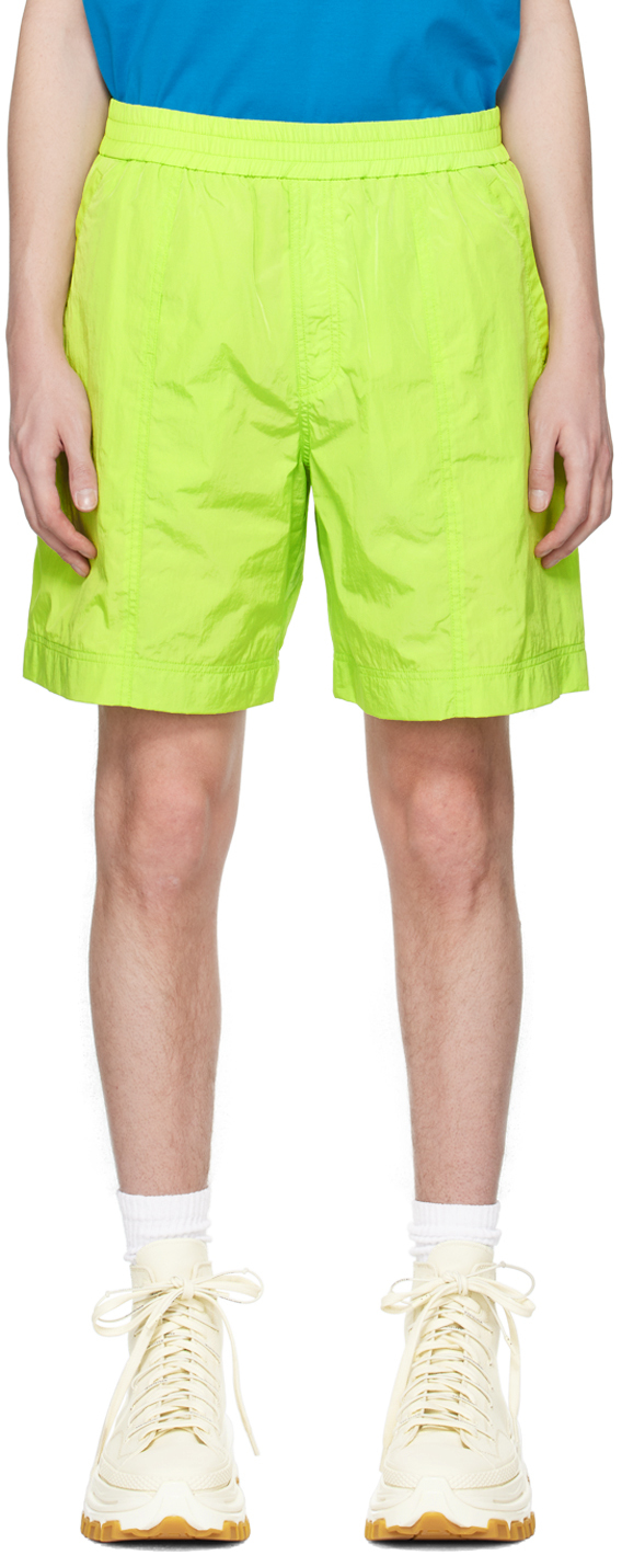 Wooyoungmi Green Paneled Shorts In Lime 939a