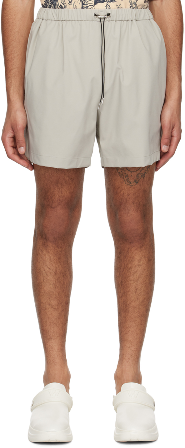 Dark Grey Drawstring Ames Shorts in Pure S120's Tropical Wool