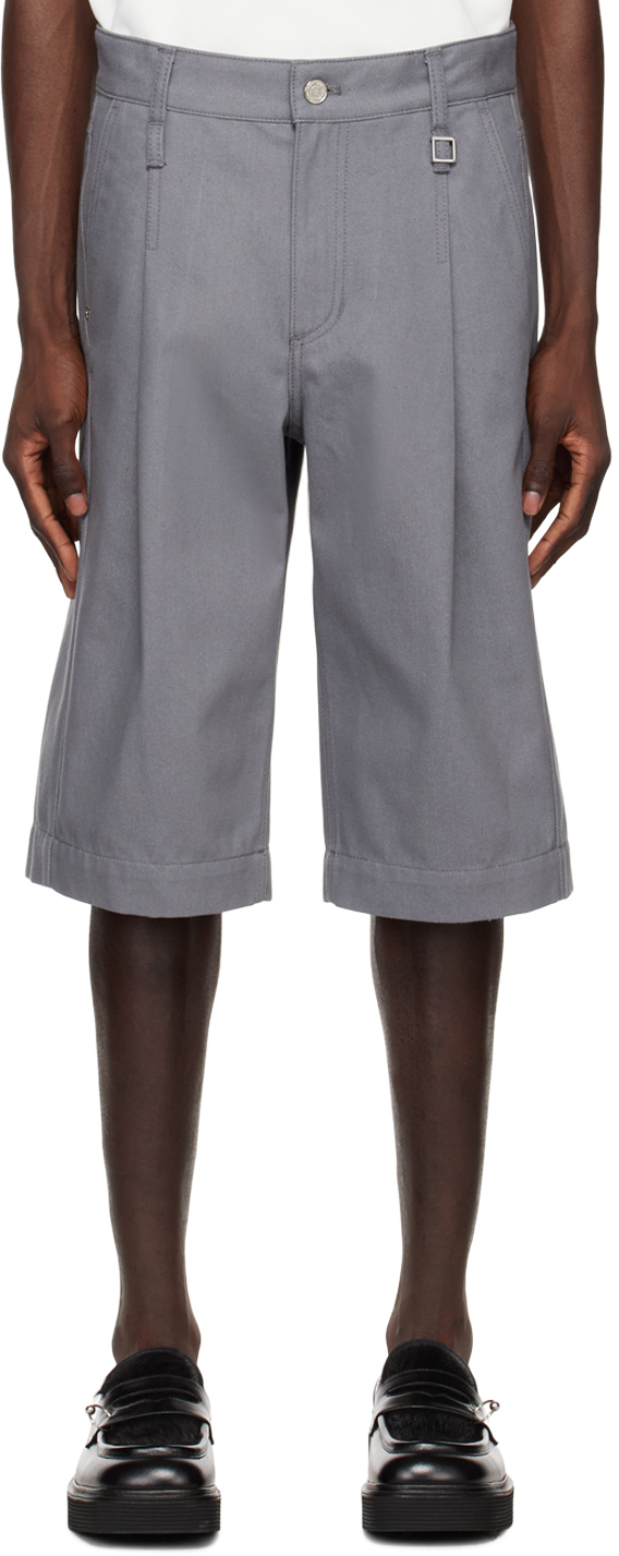 Gray Pleated Shorts