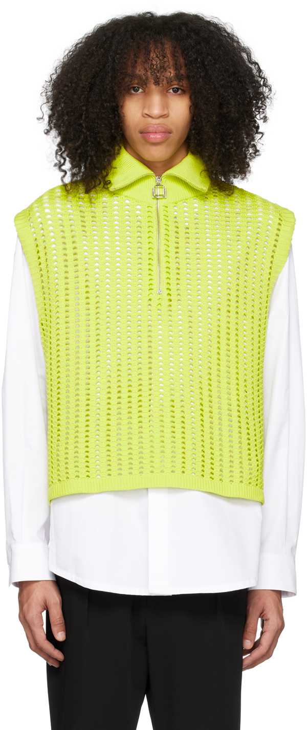 Wooyoungmi Yellow Half-zip Vest In Fresh Green 521f