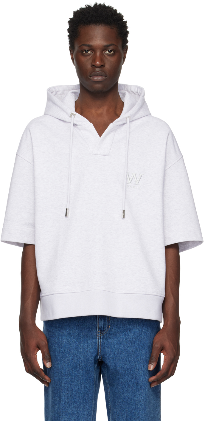 Wooyoungmi Gray Open Placket Hoodie In 733g Grey