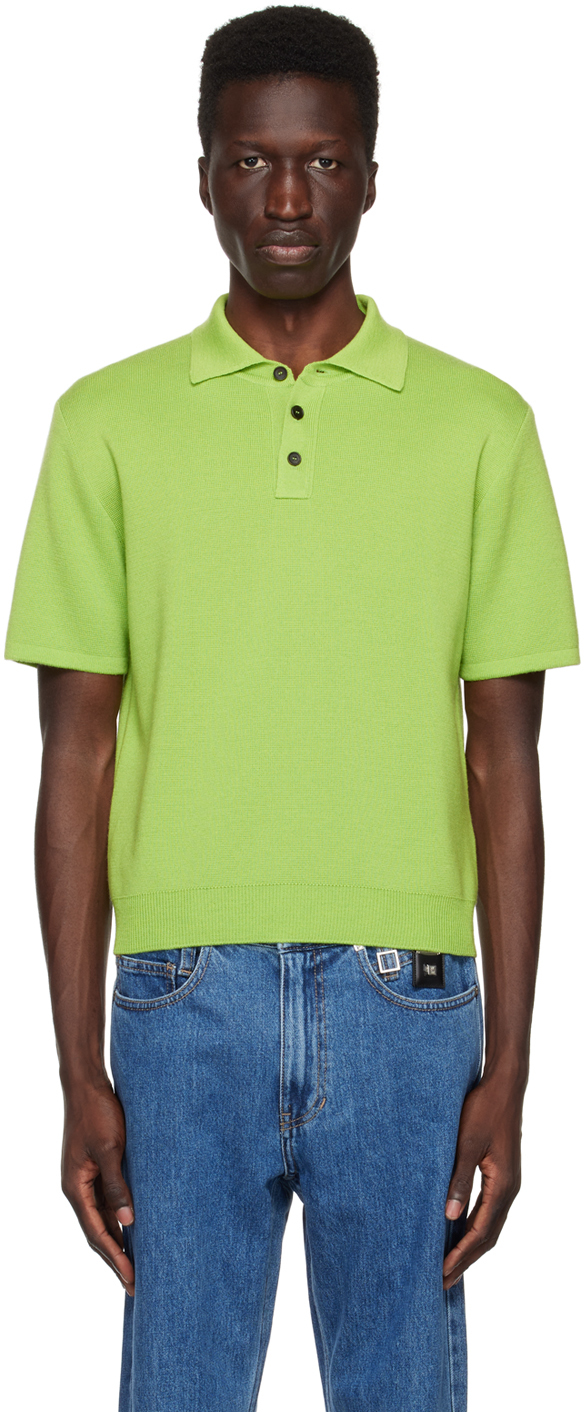 Green Spread Collar Polo by WOOYOUNGMI on Sale