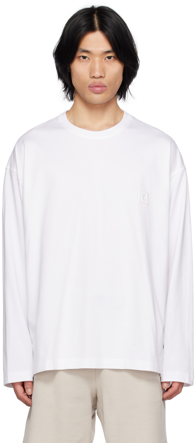 Wooyoungmi White Feather Long Sleeve T-shirt In White 712w