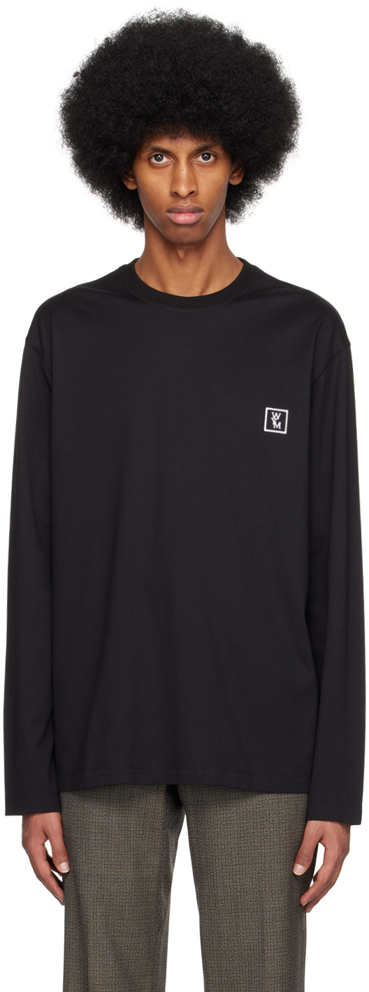 Wooyoungmi Black Printed Long Sleeve T-shirt In Black 715b