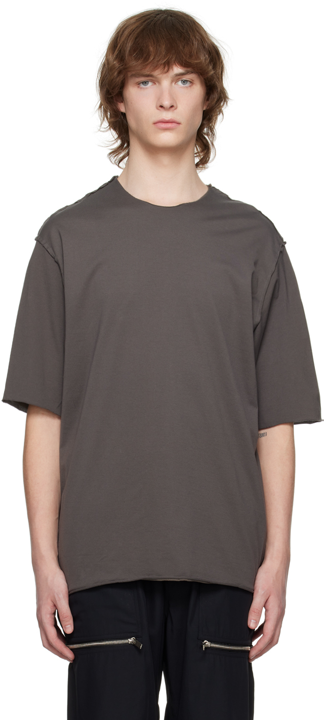 Attachment Grey Raw Edge T-shirt In Grau