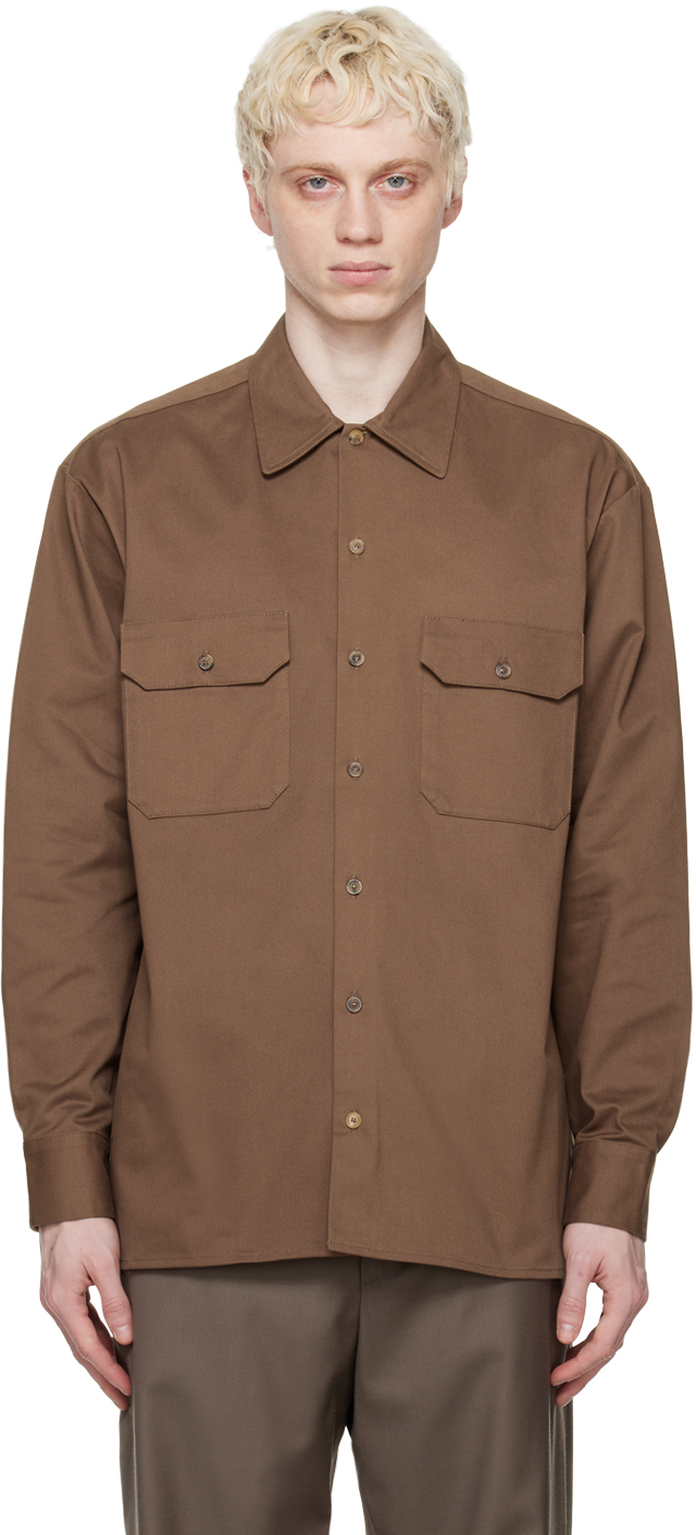 Brown Working Shirt by Ghiaia Cashmere on Sale