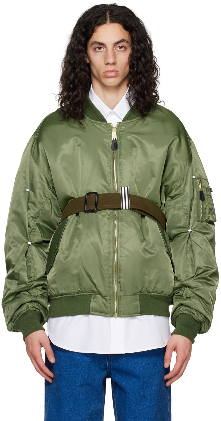 Marina Yee: Green Customized Reversible Bomber Jacket | SSENSE UK