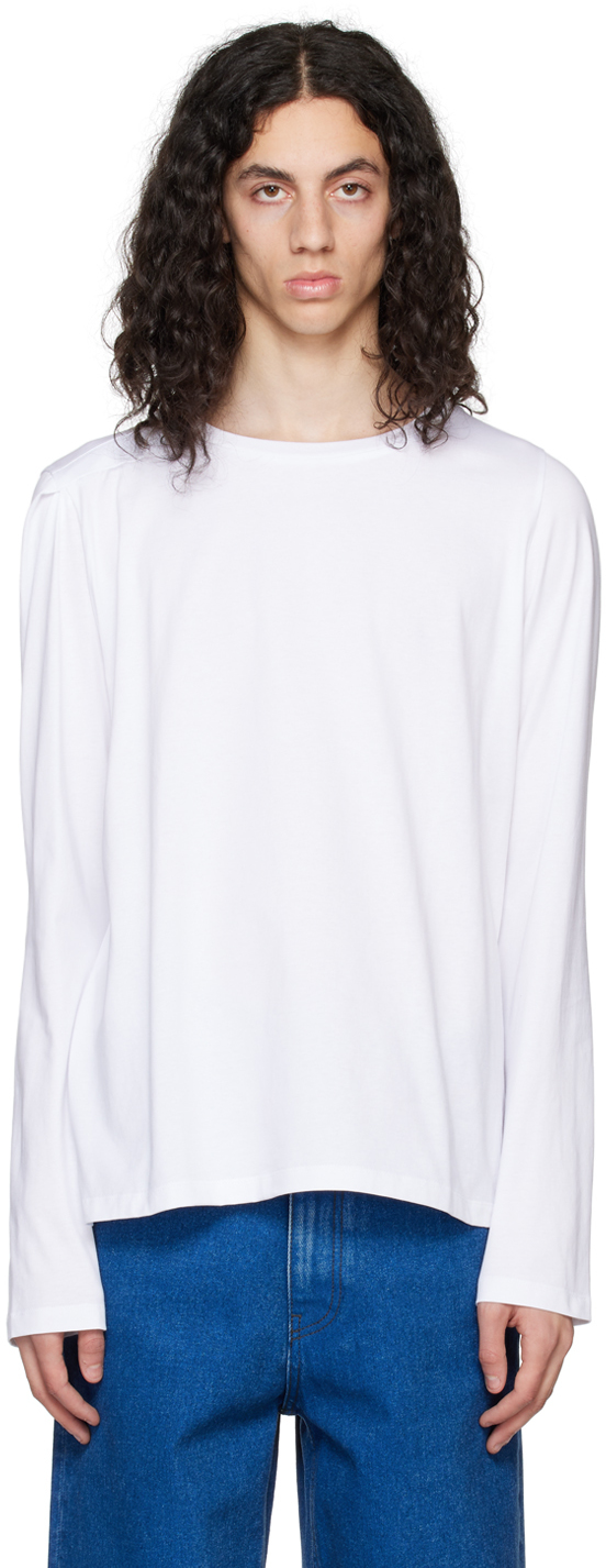 White Deconstructed Long Sleeve T-Shirt