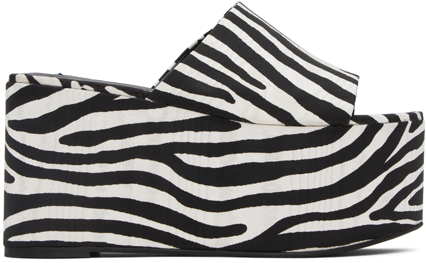 Simon Miller Women's Blackout Zebra-print Platform Slide Sandals In Zebra Trip