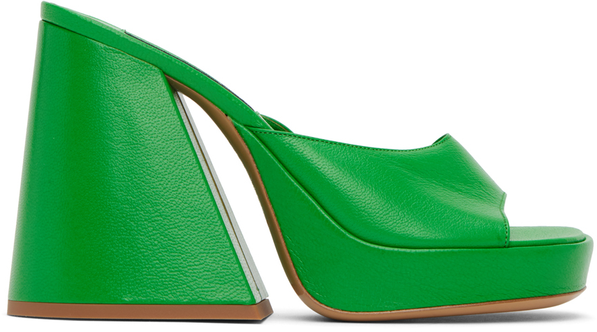 【関税込み】SIMONMILLER グリーン Slice ヒールサンダル Green Slice Heeled Sandals by SIMONMILLER on Sale