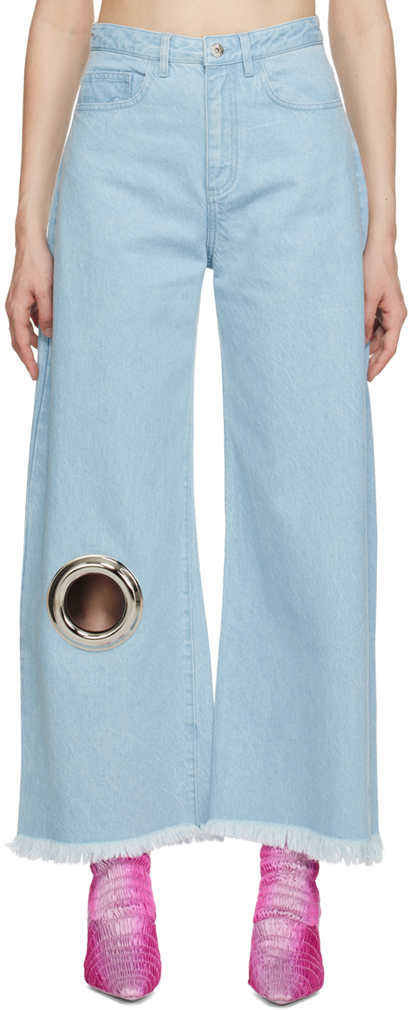 MARQUES' ALMEIDA BLUE EYELET JEANS