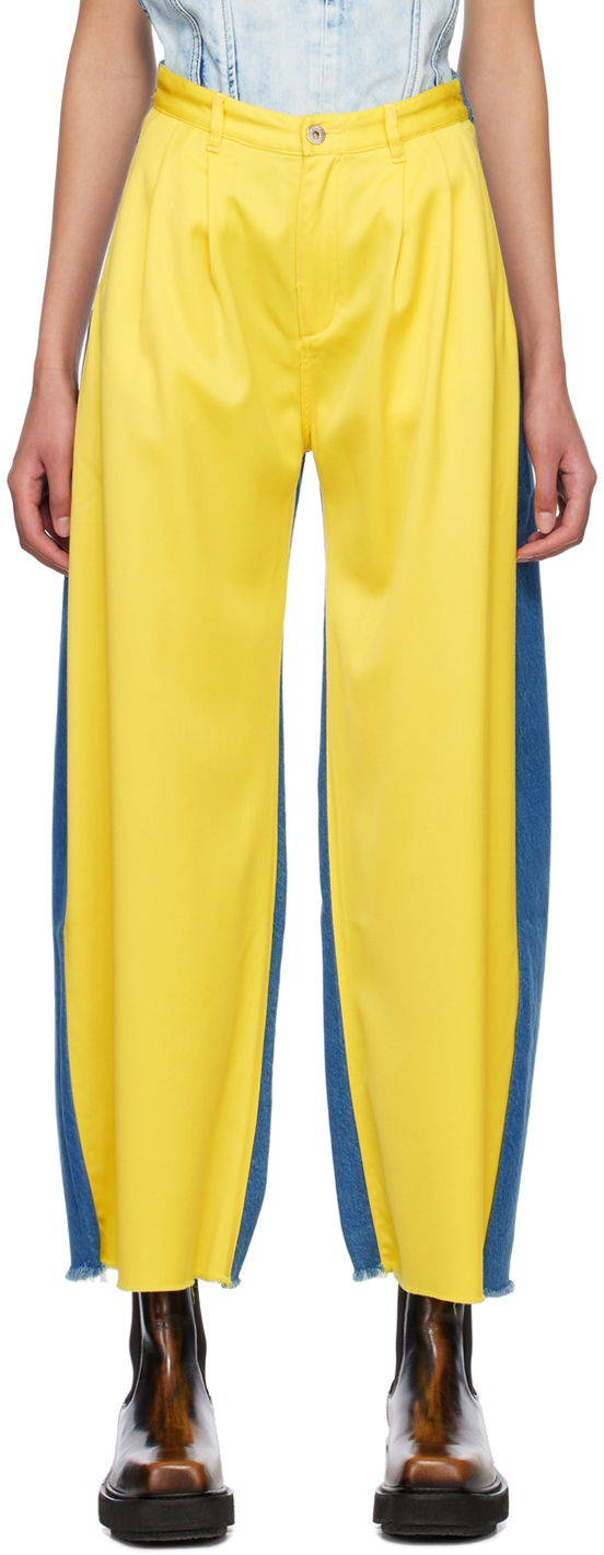 Marques Almeida Blue & Yellow Boyfriend Trousers