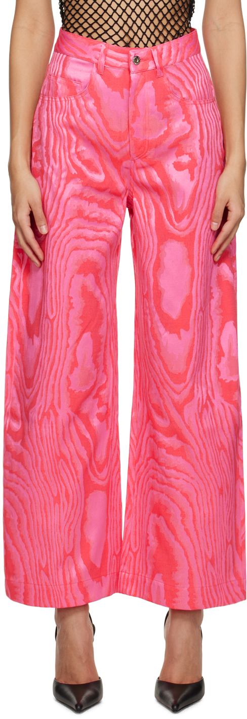 Marques' Almeida Pink Boyfriend Abstract Print Trousers