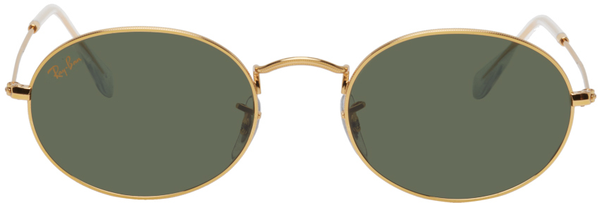 Ray-Ban: Gold Oval Sunglasses | SSENSE Canada