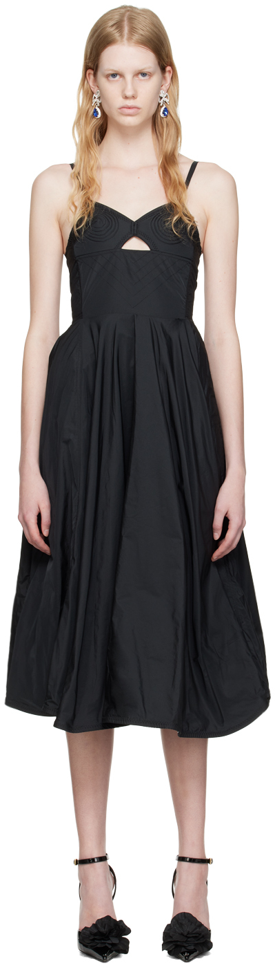 Pristine Black Revolver Midi Dress