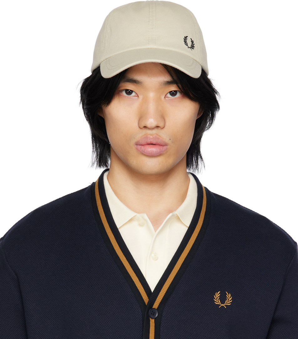 Fred Perry Off-white Embroidered Cap In P04 Light Oyster