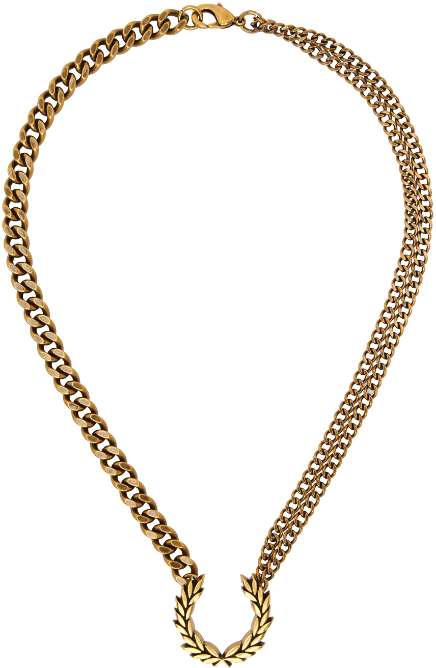 Fred Perry Gold Laurel Wreath Necklace In 480 Gold