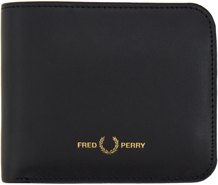 Fred Perry Black Burnished Billfold Wallet In 102 Black