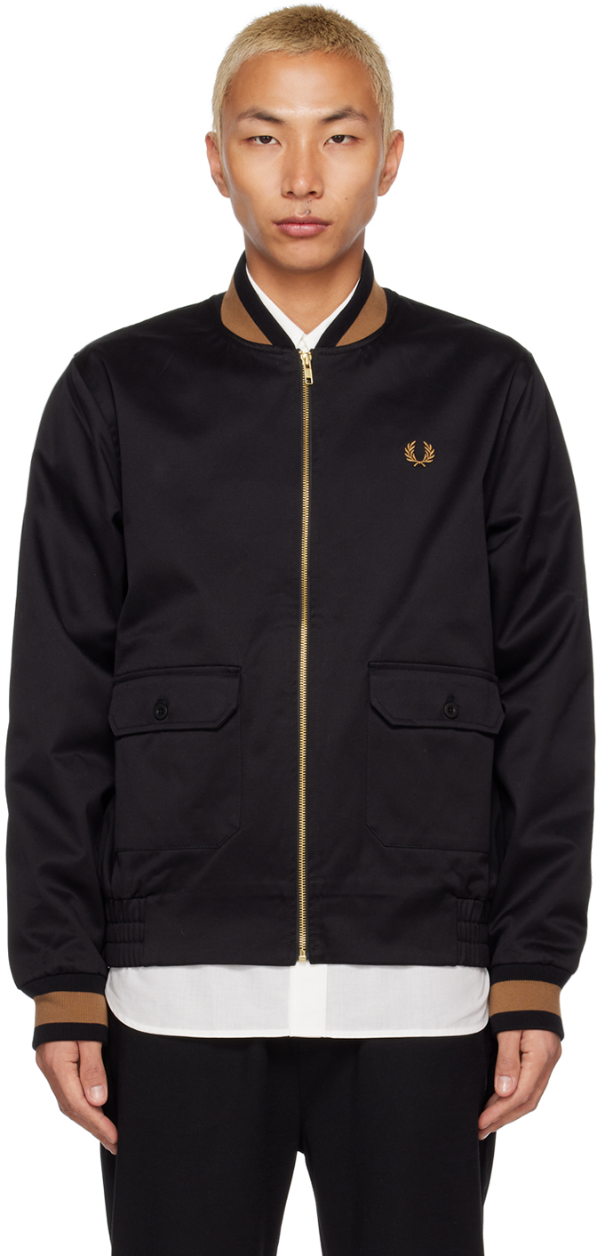 Fred Perry Black J4851 Tennis Bomber Jacket In 102 Black