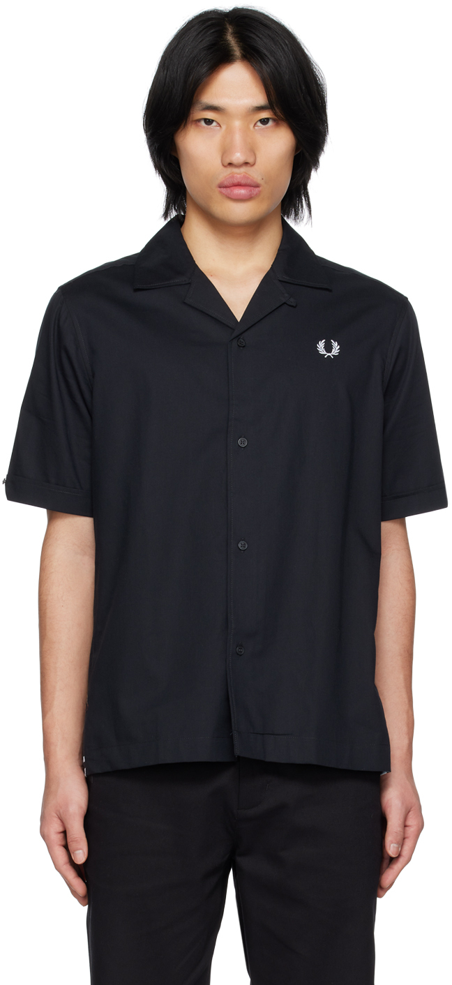 Fred Perry Black Embroidered Shirt In 102 Black