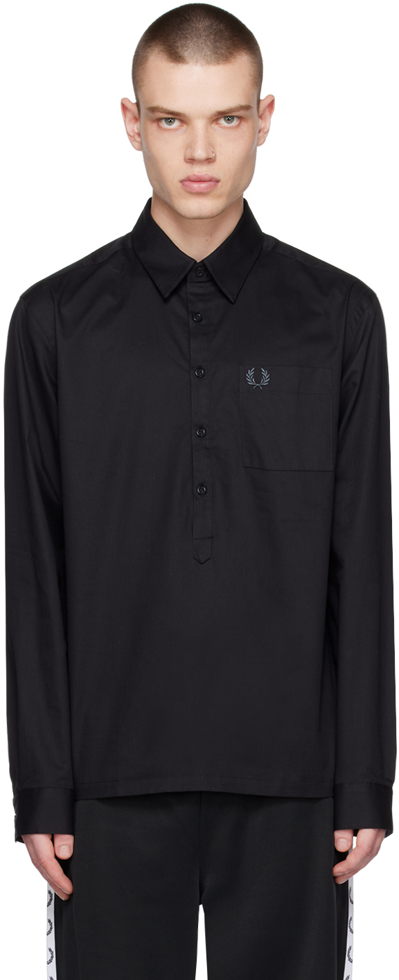 Fred Perry Black Overhead Shirt In 102 Black
