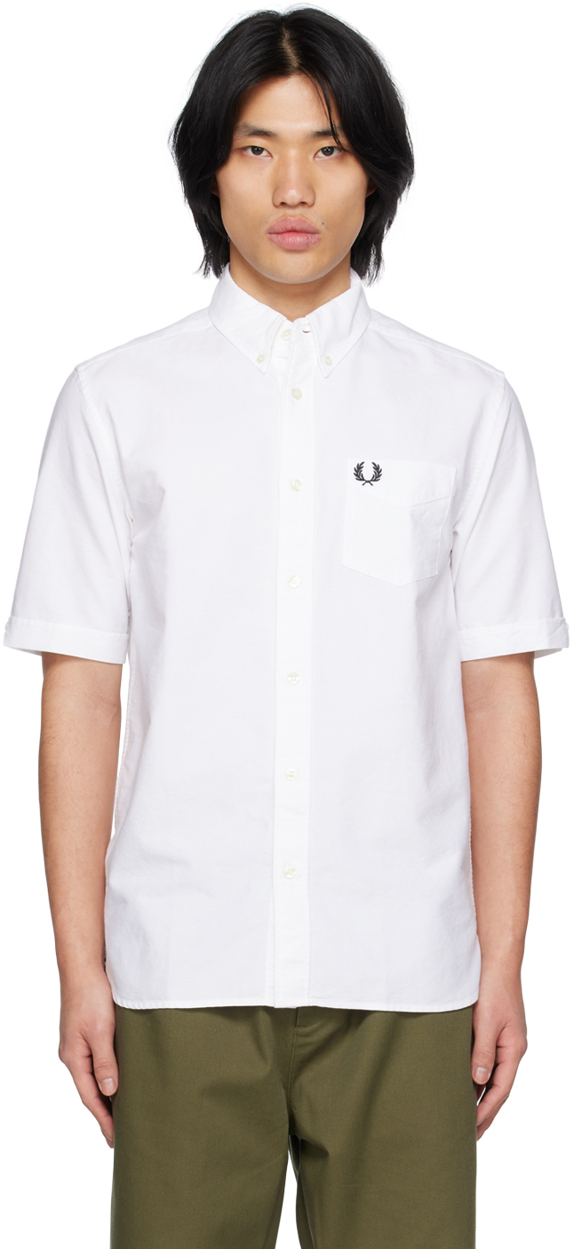 FRED PERRY WHITE BUTTON-DOWN SHIRT
