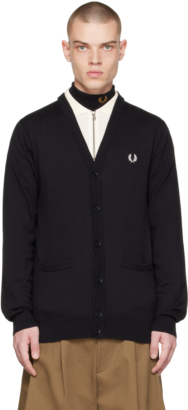 Fred Perry: Black Classic Cardigan | SSENSE