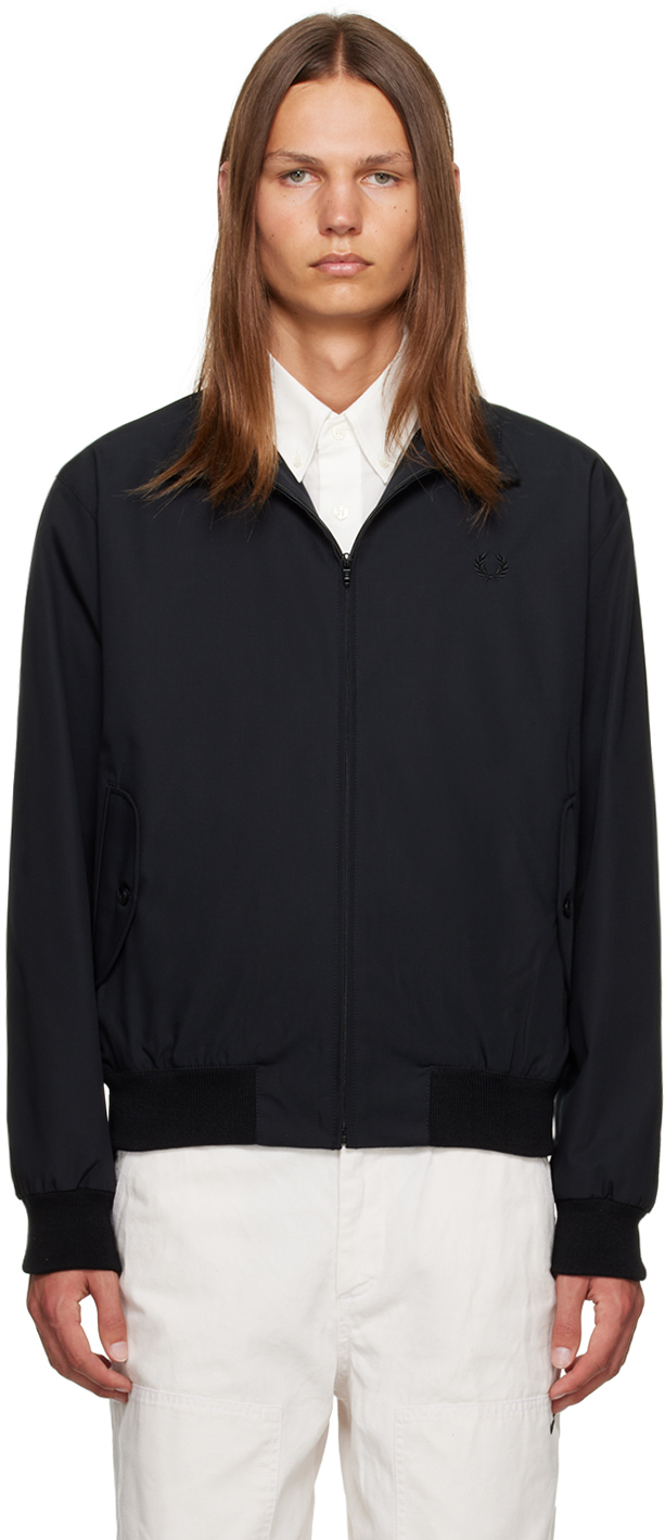 Fred Perry Black Stand Collar Jacket In 102 Black