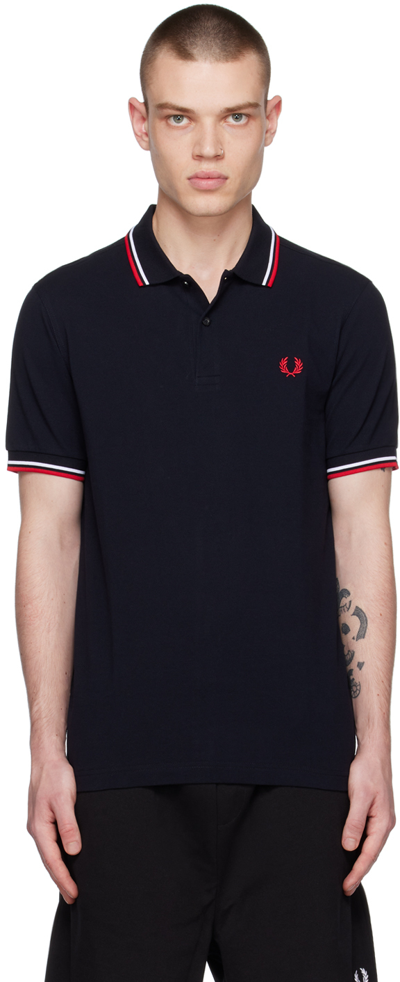 Fred Perry: Navy & Red Twin Tipped Polo | SSENSE UK