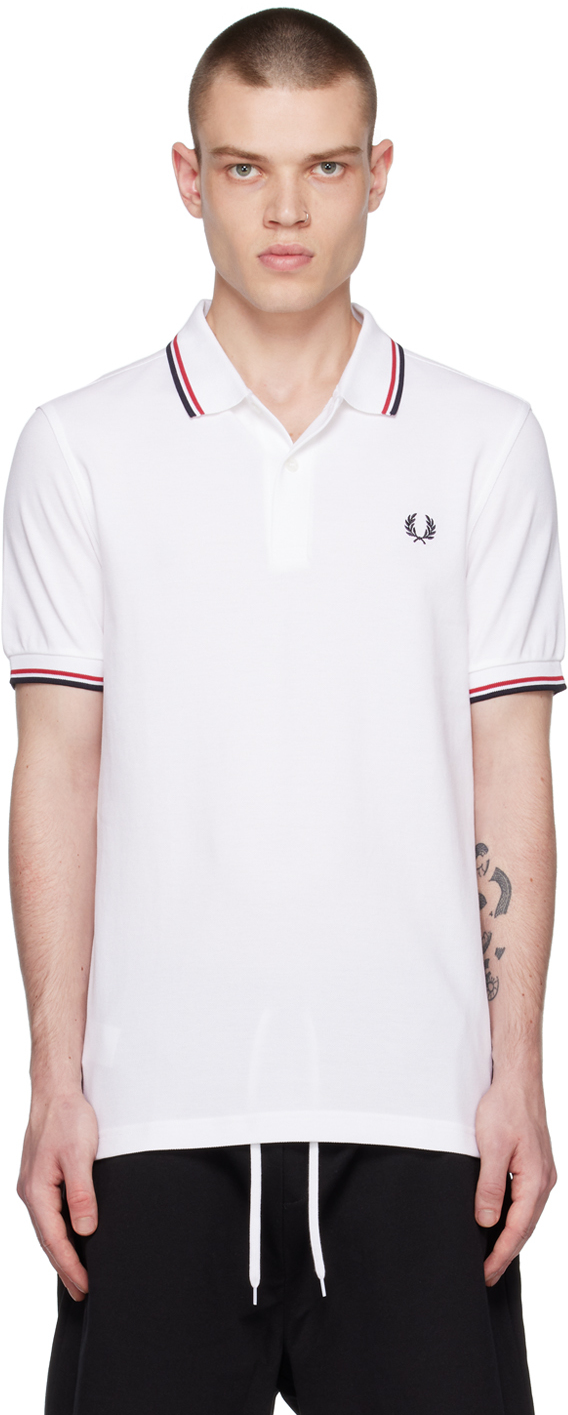 FRED PERRY WHITE TWIN TIPPED POLO