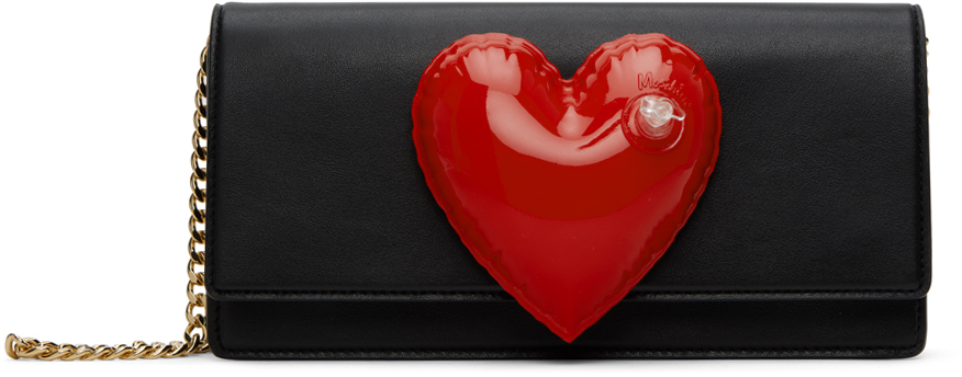 Moschino Black Inflatable Heart Clutch