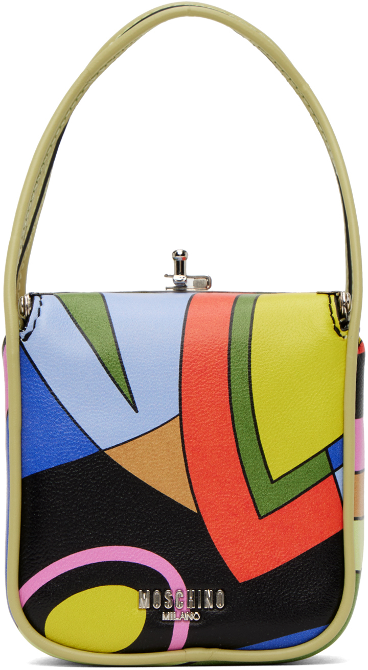 Moschino Multicolor Printed Top Handle Bag SSENSE