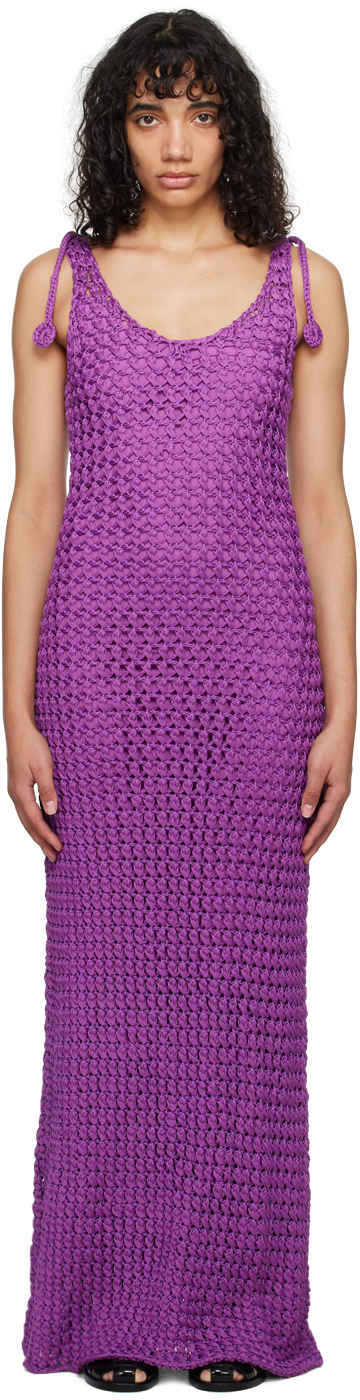 Moschino Purple Self-tie Maxi Dress In A0235 Violet