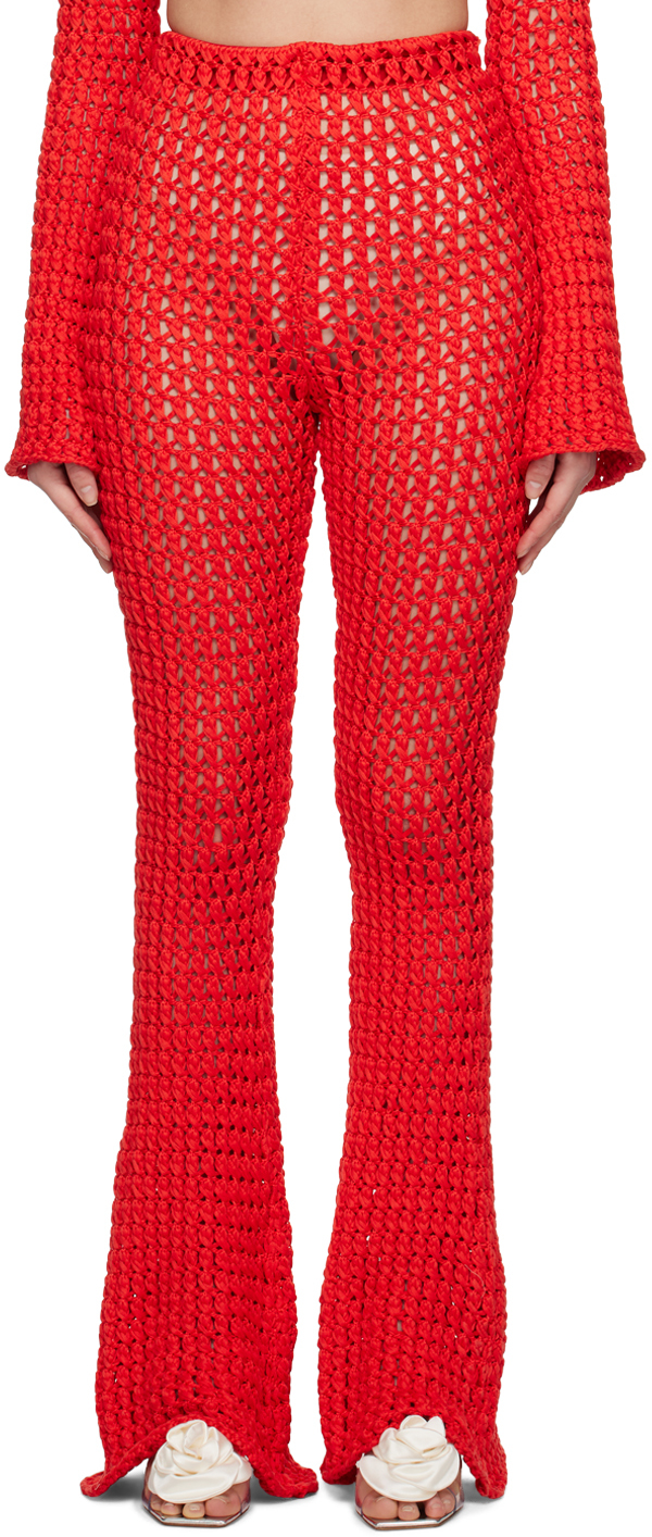Moschino Red Crocheted Lounge Pants In A0127 Red