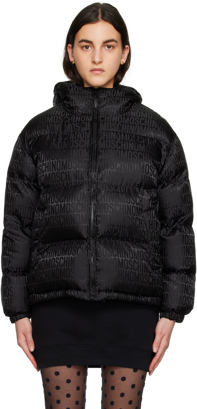 Shop Moschino Black All Over Puffer Jacket In Black A0555