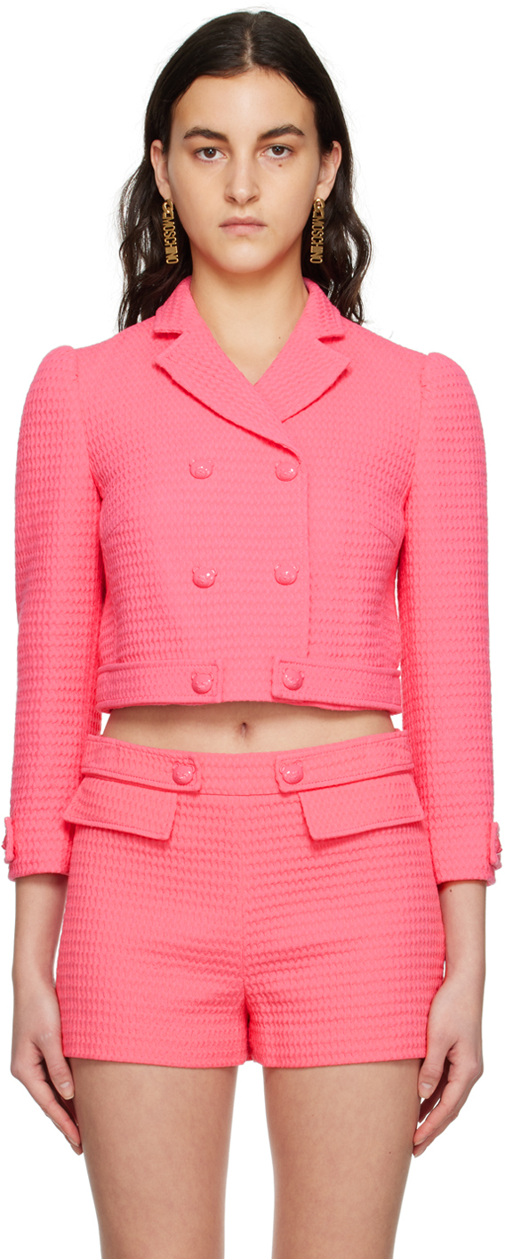 Moschino Pink Teddy Jacket In A0205 Fucsia