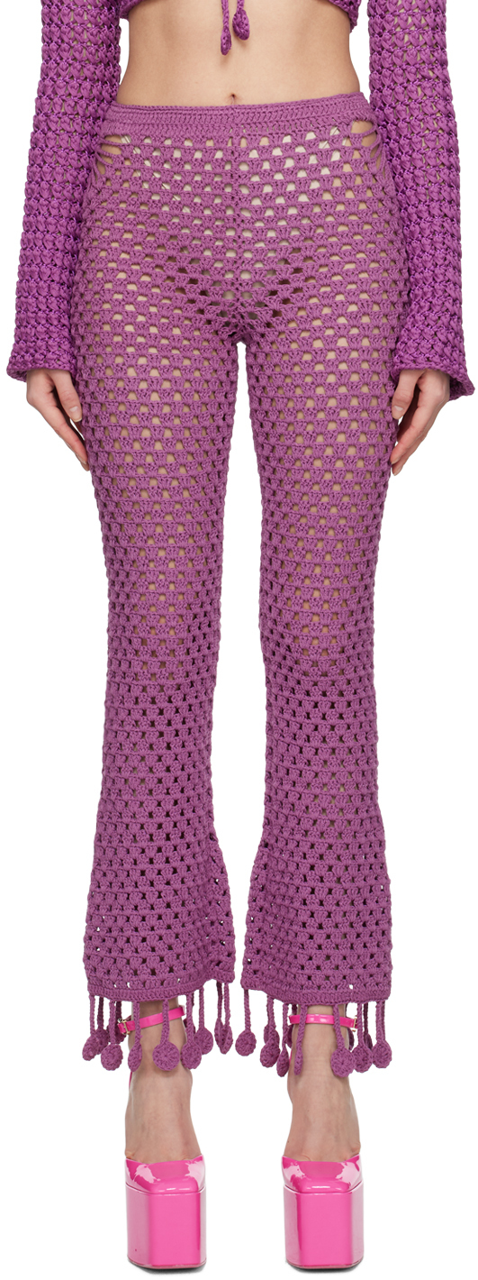 Moschino Purple Crocheted Lounge Trousers In A0235 Violet