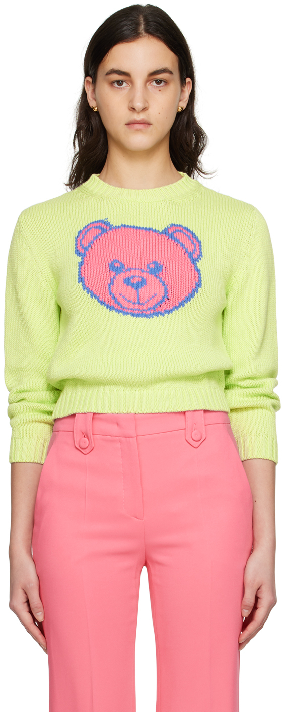 Moschino: Green Teddy Sweater | SSENSE
