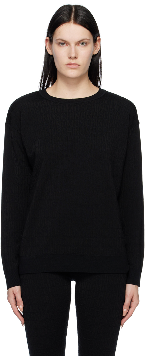 Moschino Black Jacquard Sweater In Fantasy Print Black