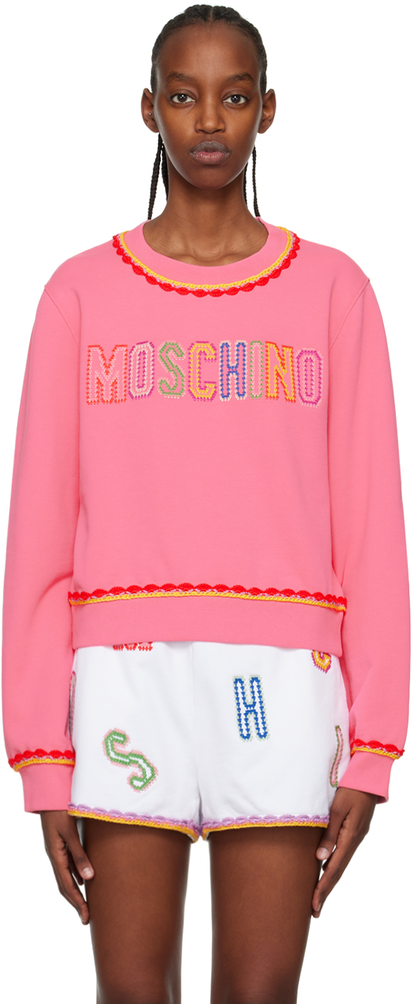 omhyggeligt Bemyndigelse Sige Pink Embroidered Sweatshirt by Moschino on Sale